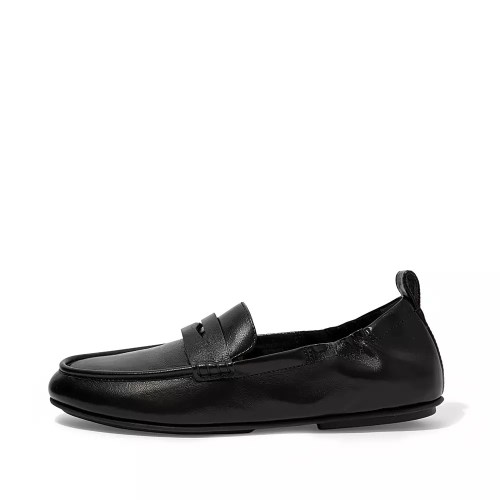 Fitflop ALLEGRO Metallic Leather Penny Women's Loafers Black | ZA-V-8351