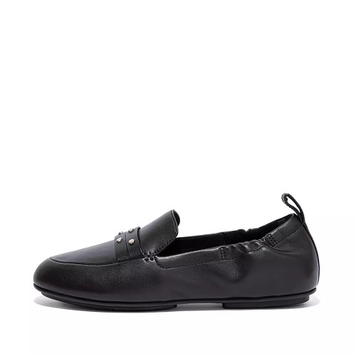 Fitflop ALLEGRO Studded Leather Women's Loafers Black | ZA-D-8312