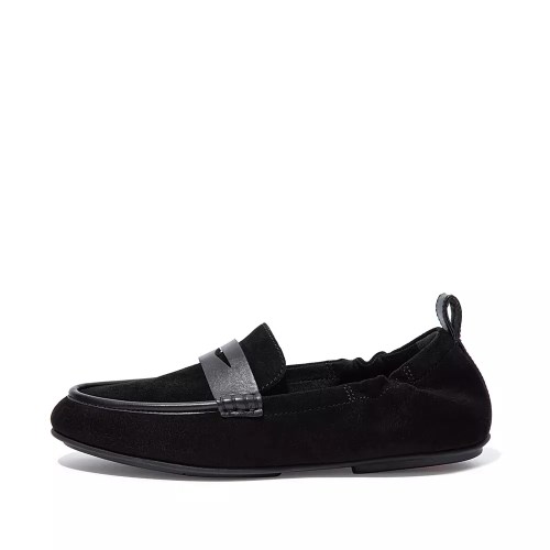 Fitflop ALLEGRO Suede Penny Women's Loafers Black | ZA-G-8620