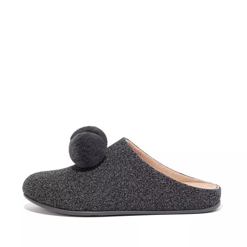 Fitflop CHRISSIE Pom-Pom Felt Women's Slippers Dark Grey | ZA-V-2365