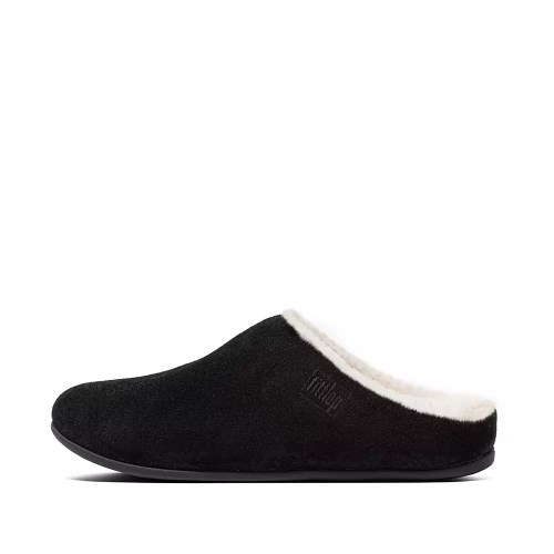 Fitflop CHRISSIE Shearling Suede Women's Slippers Black | ZA-H-2543