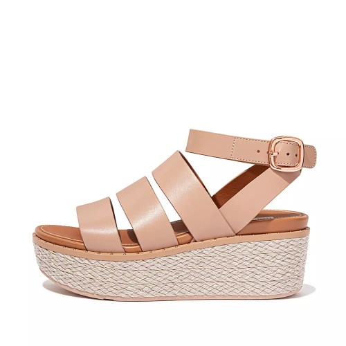 Fitflop ELOISE Espadrille Leather Women's Wedge Sandals Beige | ZA-C-5967