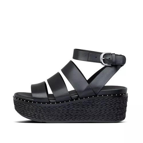 Fitflop ELOISE Espadrille Women's Wedge Sandals Black | ZA-A-3697