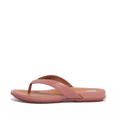 Fitflop GRACIE Leather Women's Flip Flops Rose / Brown | ZA-E-1384