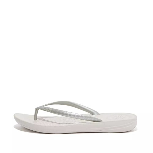 Fitflop IQUSHION Ergonomic Women's Flip Flops Silver | ZA-E-0915