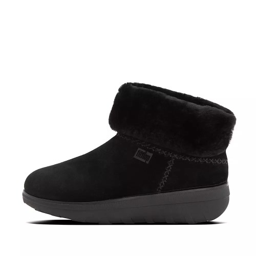 Fitflop MUKLUK SHORTY Shearling-Lined Suede Women's Ankle Boots Black | ZA-E-7642