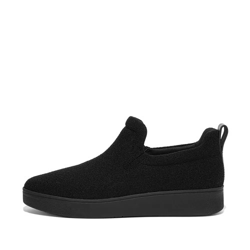 Fitflop RALLY Felt Women's Slip On Sneakers Black | ZA-C-9142