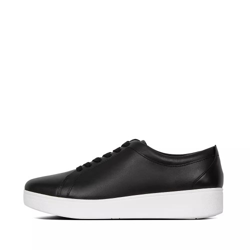 Fitflop RALLY Leather Women's Sneakers Black | ZA-C-9324