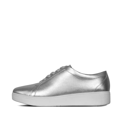 Fitflop RALLY Leather Women's Sneakers Silver | ZA-M-2367