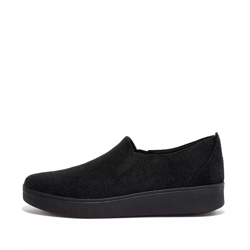 Fitflop RALLY Suede Women's Slip On Sneakers Black | ZA-D-8790