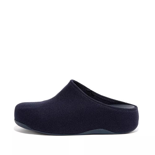 Fitflop SHUV Cushy Felt Women's Clogs Navy | ZA-J-0589