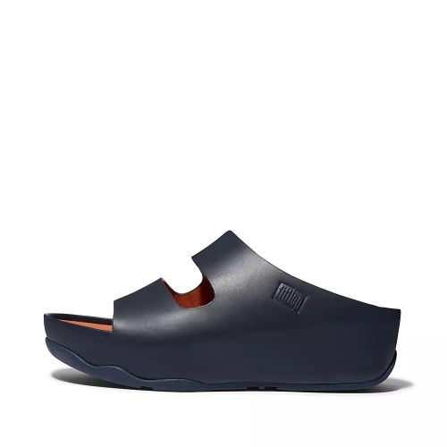 Fitflop SHUV Two-Bar Leather Women's Slides Navy | ZA-G-2174