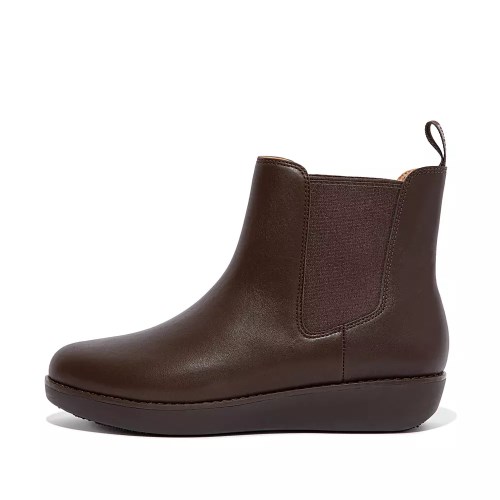 Fitflop SUMI Waterproof Leather Women's Chelsea Boots Chocolate | ZA-L-3407