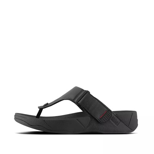 Fitflop TRAKK II Leather Toe-Post Men's Sandals Black | ZA-C-6712