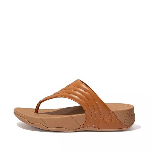 Fitflop WALKSTAR Leather Toe-Post Women's Sandals Light Brown | ZA-H-6750