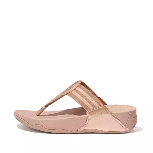 Fitflop WALKSTAR Webbing Toe-Post Women's Sandals Rose / Gold | ZA-J-9863