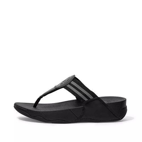 Fitflop WALKSTAR Webbing Toe-Post Women's Sandals Black | ZA-O-7261