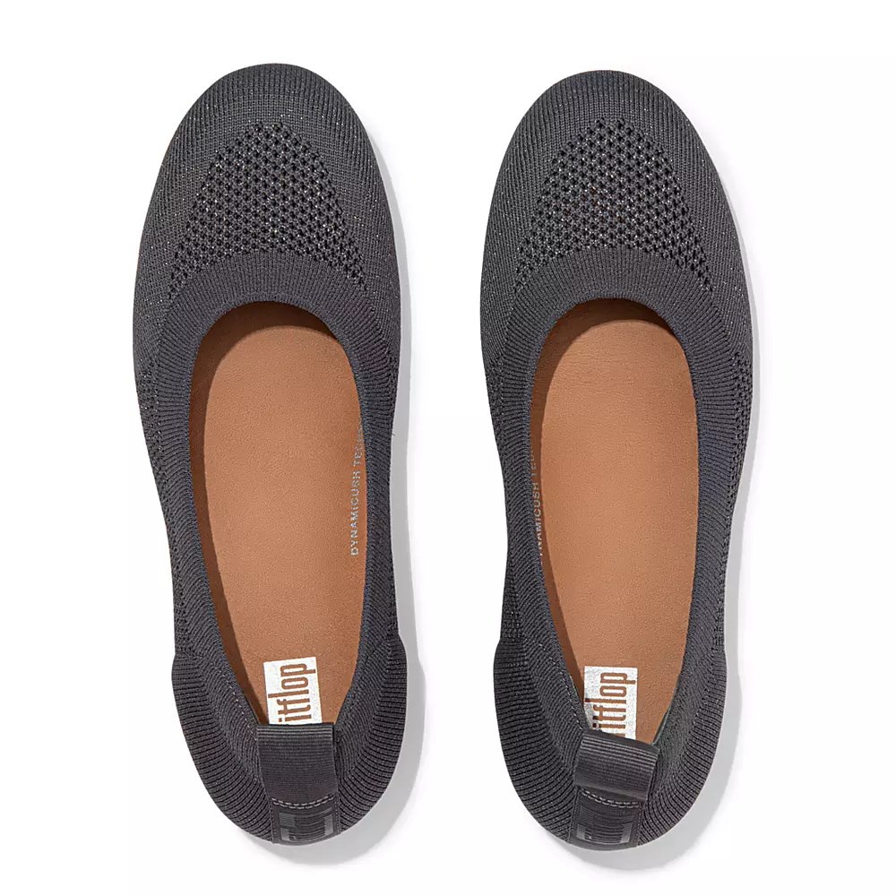 Fitflop ALLEGRO Airyknit Women's Ballet Flats Dark Grey | ZA-U-2145