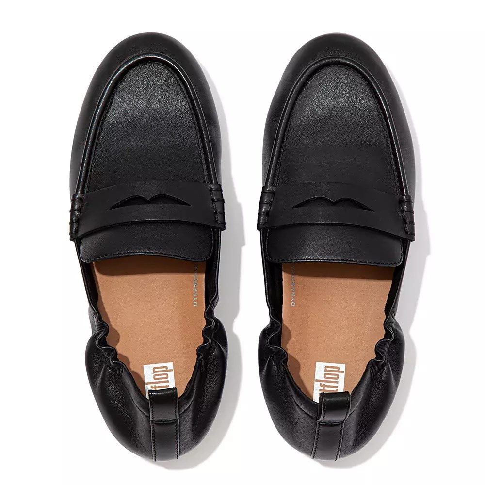 Fitflop ALLEGRO Leather Penny Women's Loafers Black | ZA-X-6958