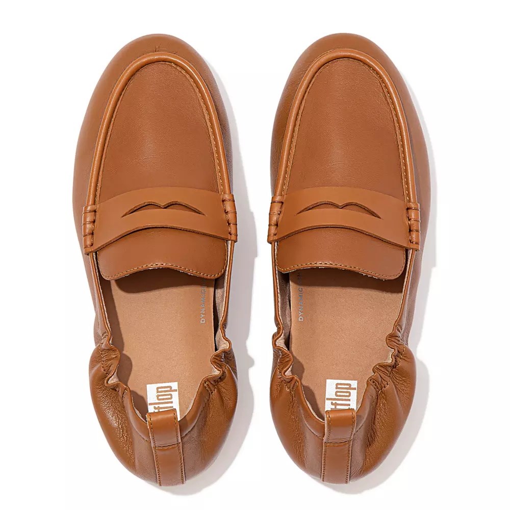 Fitflop ALLEGRO Leather Penny Women's Loafers Light Brown | ZA-Z-1928