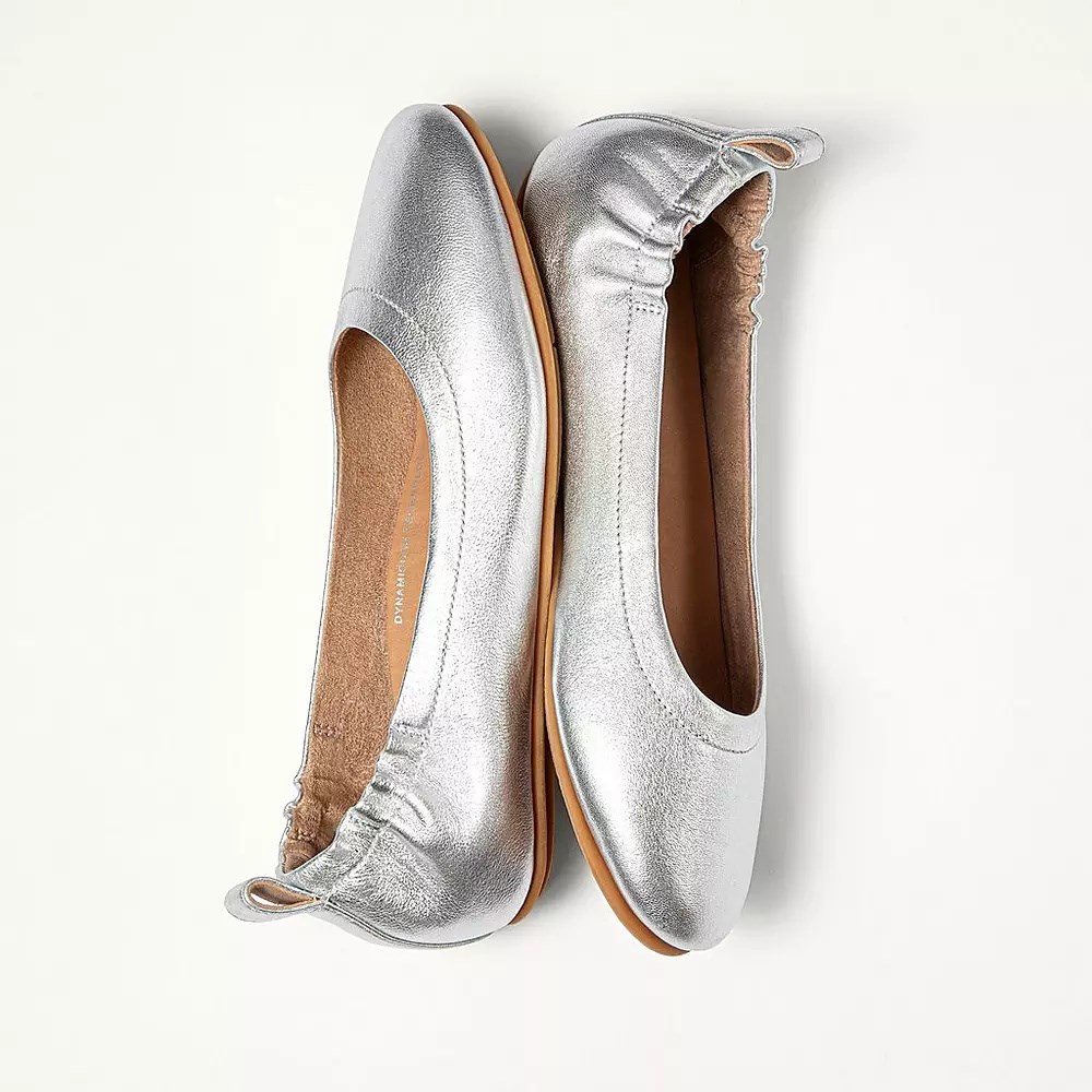 Fitflop ALLEGRO Soft Leather Women's Ballet Flats Silver | ZA-L-9436