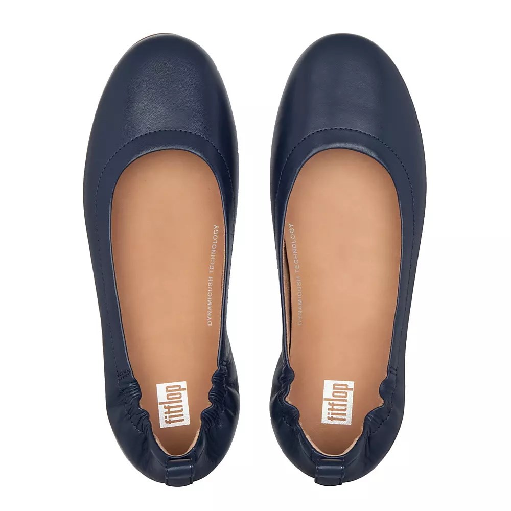 Fitflop ALLEGRO Soft Leather Women's Ballet Flats Navy | ZA-X-4358