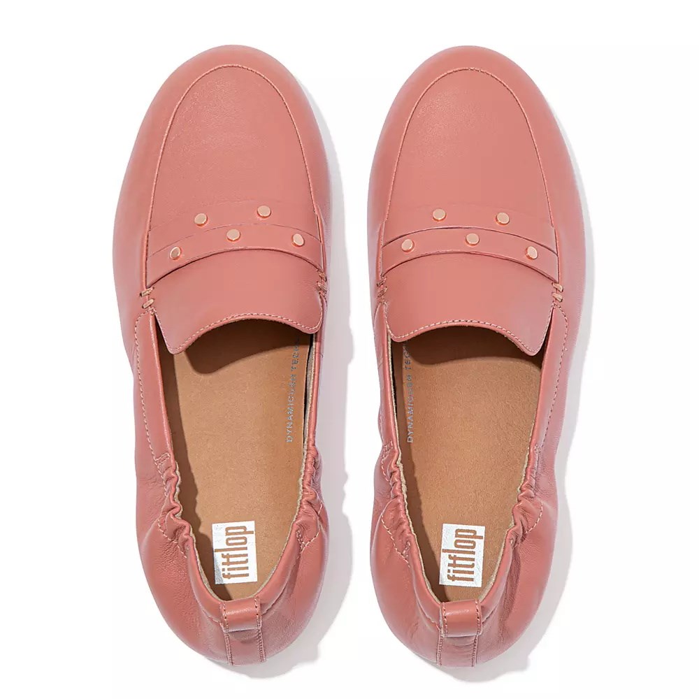 Fitflop ALLEGRO Studded Leather Women's Loafers Rose | ZA-M-4801