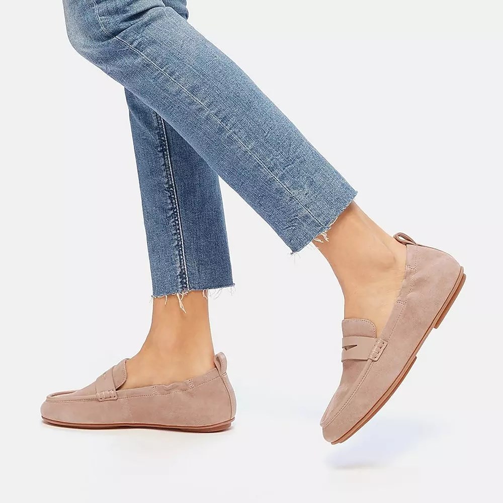 Fitflop ALLEGRO Suede Penny Women's Loafers Beige | ZA-E-6750