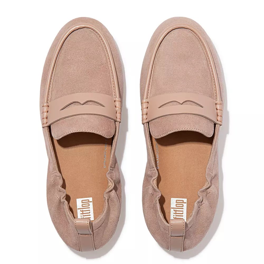 Fitflop ALLEGRO Suede Penny Women's Loafers Beige | ZA-E-6750