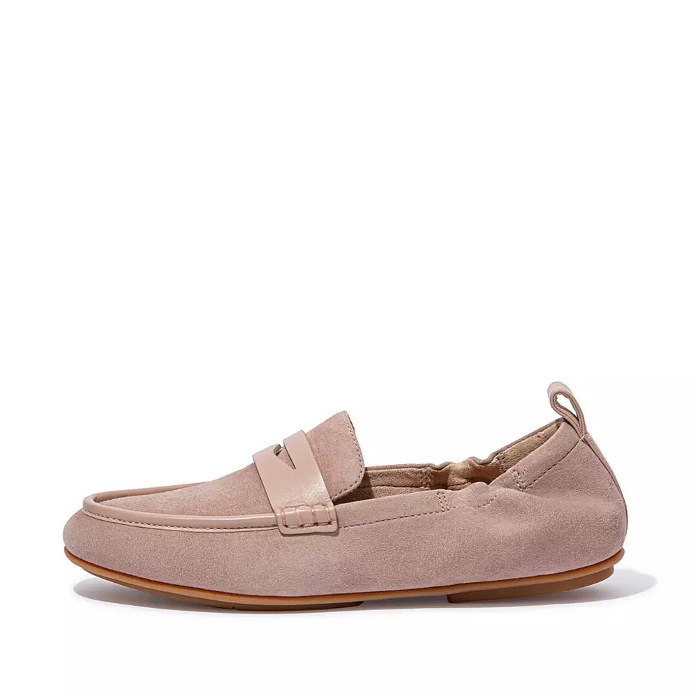 Fitflop ALLEGRO Suede Penny Women\'s Loafers Beige | ZA-E-6750