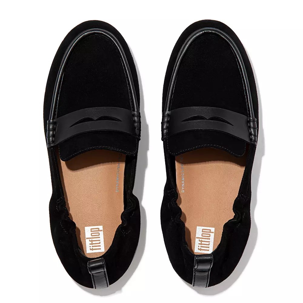 Fitflop ALLEGRO Suede Penny Women's Loafers Black | ZA-G-8620