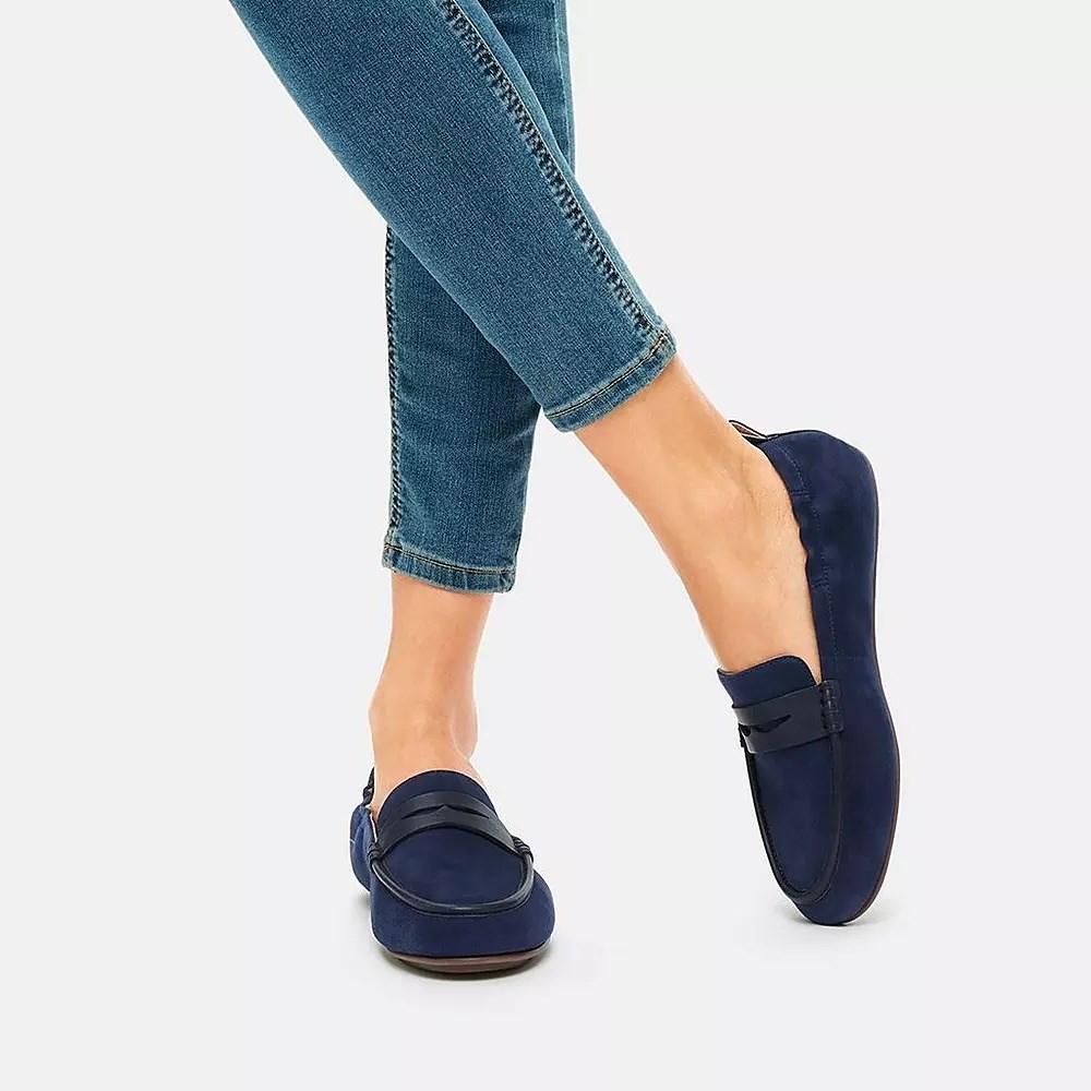 Fitflop ALLEGRO Suede Penny Women's Loafers Navy | ZA-H-3541