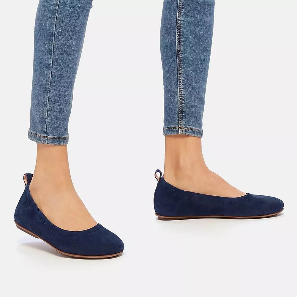 Fitflop ALLEGRO Suede Women's Ballet Flats Navy | ZA-C-1379