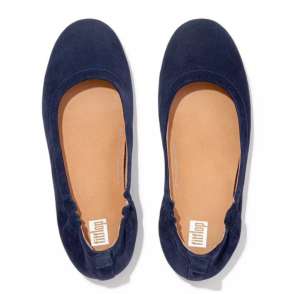 Fitflop ALLEGRO Suede Women's Ballet Flats Navy | ZA-C-1379