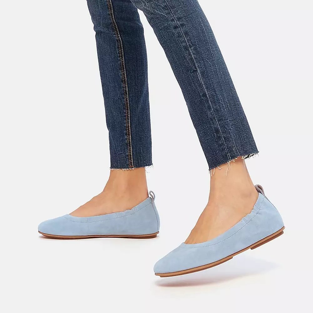 Fitflop ALLEGRO Suede Women's Ballet Flats Light Blue | ZA-C-9423