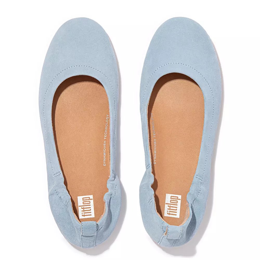 Fitflop ALLEGRO Suede Women's Ballet Flats Light Blue | ZA-C-9423