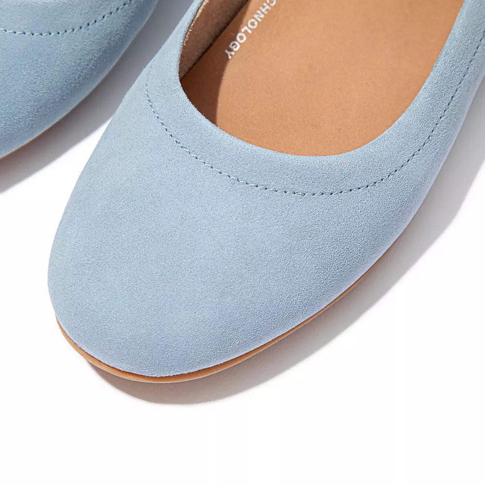 Fitflop ALLEGRO Suede Women's Ballet Flats Light Blue | ZA-C-9423