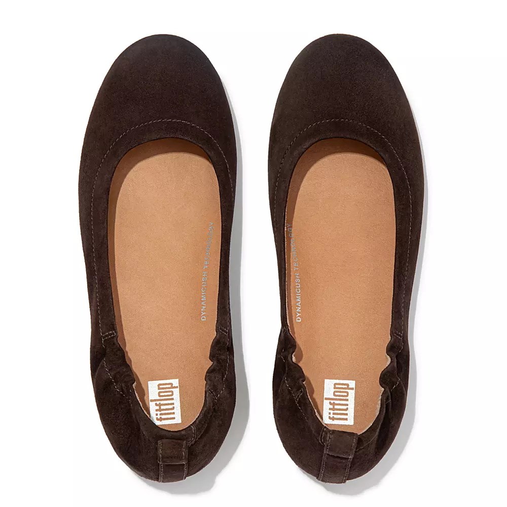 Fitflop ALLEGRO Suede Women's Ballet Flats Chocolate | ZA-H-2531