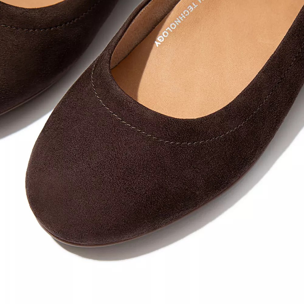 Fitflop ALLEGRO Suede Women's Ballet Flats Chocolate | ZA-H-2531