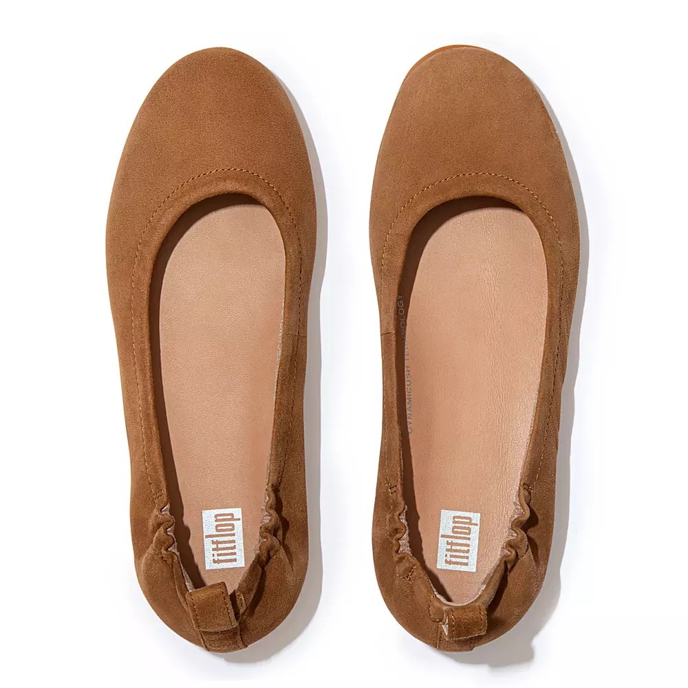 Fitflop ALLEGRO Suede Women's Ballet Flats Light Brown | ZA-S-8123