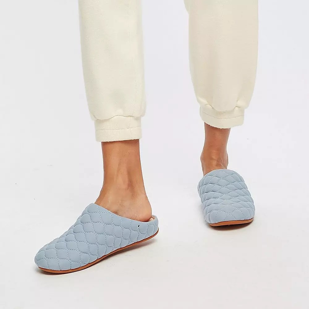 Fitflop CHRISSIE Quilted Women's Slippers Light Blue | ZA-O-1260