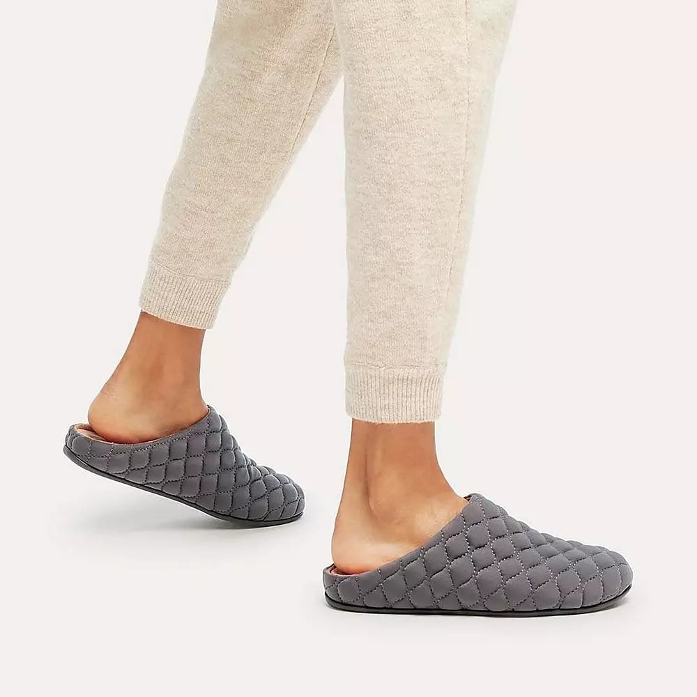 Fitflop CHRISSIE Quilted Women's Slippers Dark Grey | ZA-W-4962