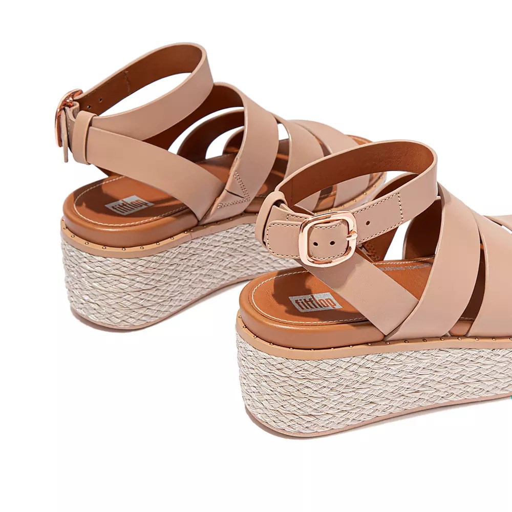 Fitflop ELOISE Espadrille Leather Women's Wedge Sandals Beige | ZA-O-9215