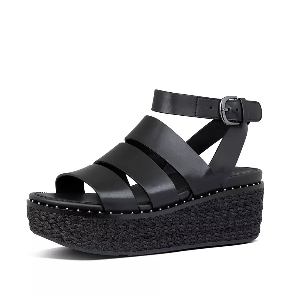 Fitflop ELOISE Espadrille Women's Wedge Sandals Black | ZA-A-3697