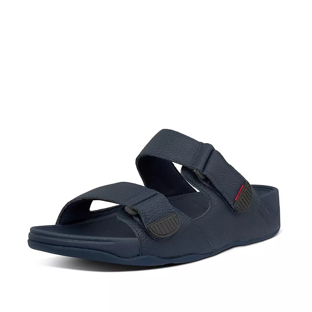 Fitflop GOGH MOC Adjustable Leather Men's Slides Navy | ZA-P-0752