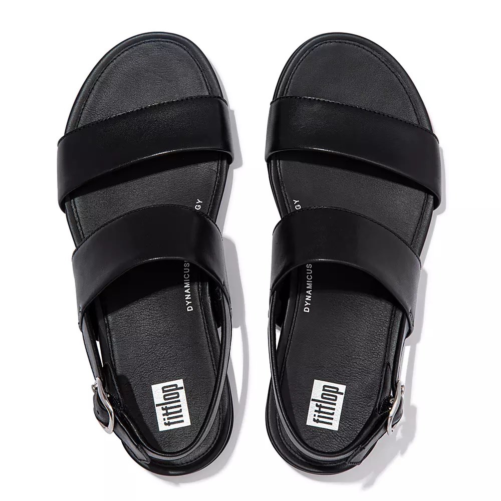 Fitflop GRACIE Leather Back-Strap Women's Sandals Black | ZA-V-6039