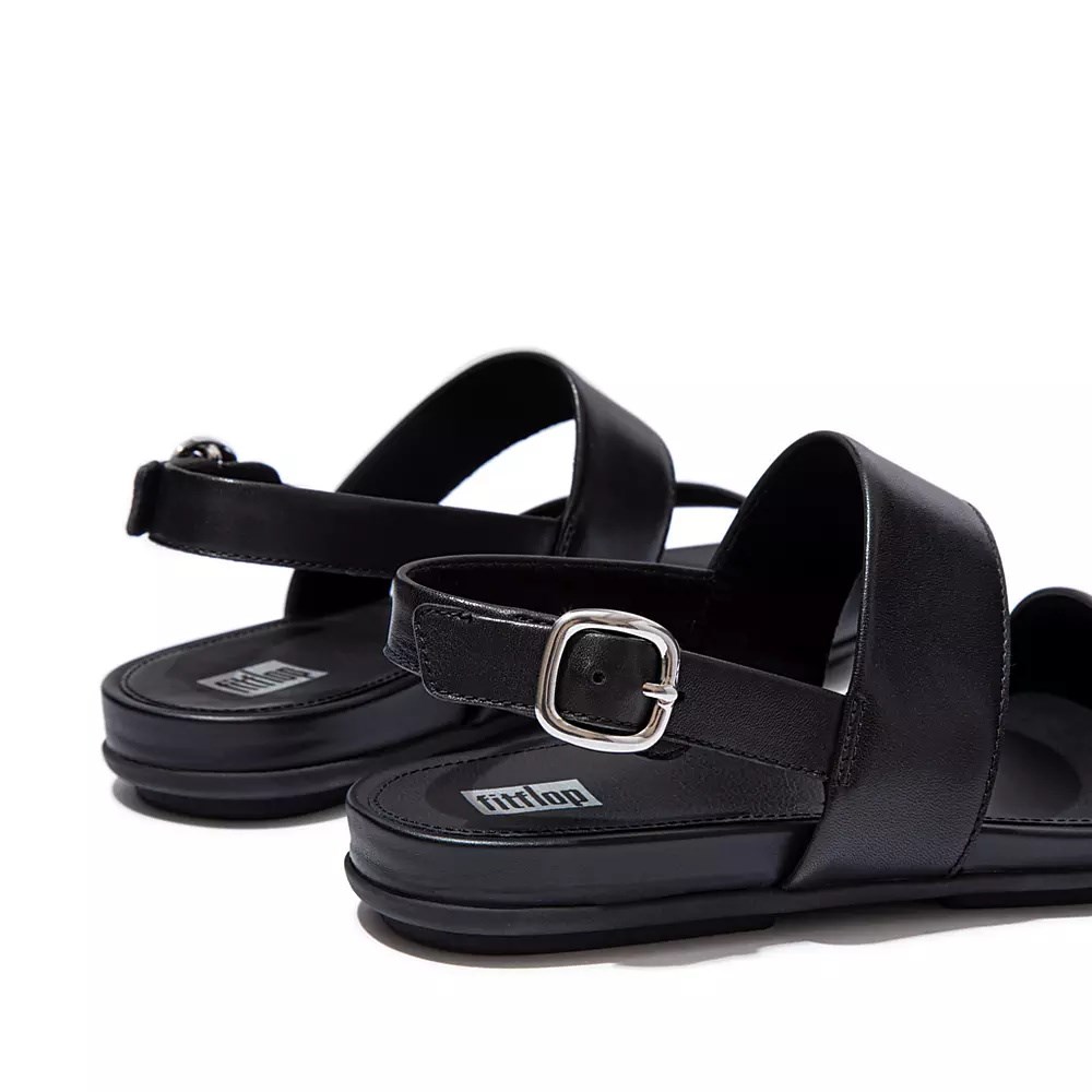 Fitflop GRACIE Leather Back-Strap Women's Sandals Black | ZA-V-6039