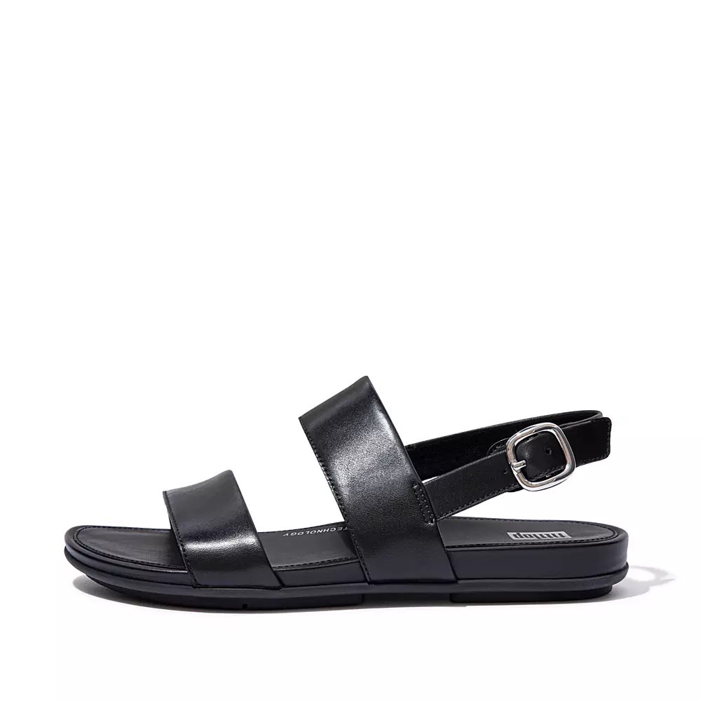 Fitflop GRACIE Leather Back-Strap Women\'s Sandals Black | ZA-V-6039