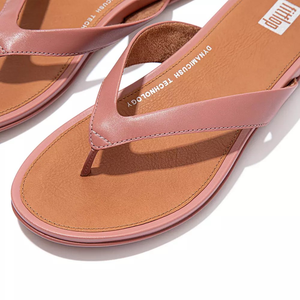 Fitflop GRACIE Leather Women's Flip Flops Rose / Brown | ZA-E-1384