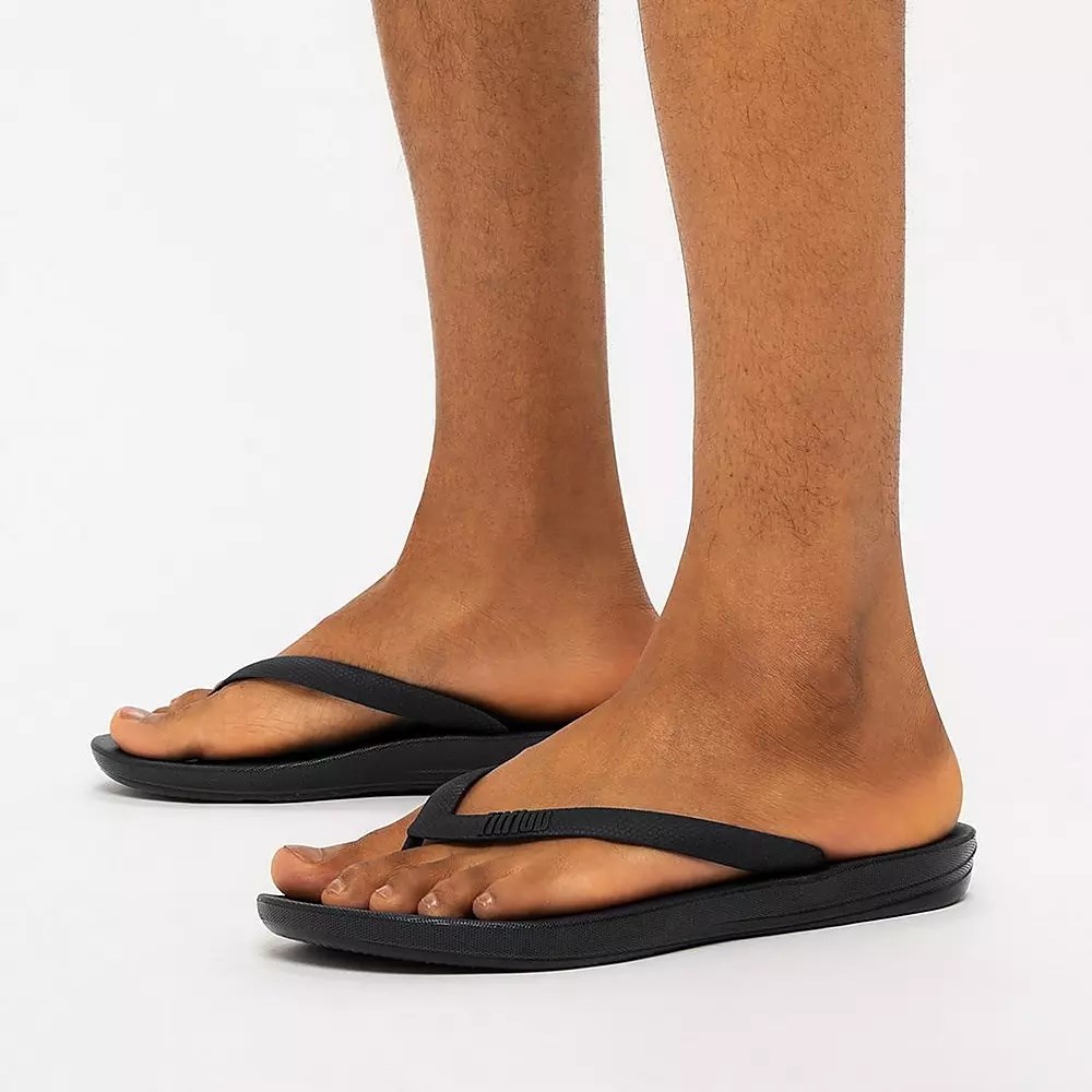 Fitflop IQUSHION Ergonomic Men's Flip Flops Black | ZA-E-0296